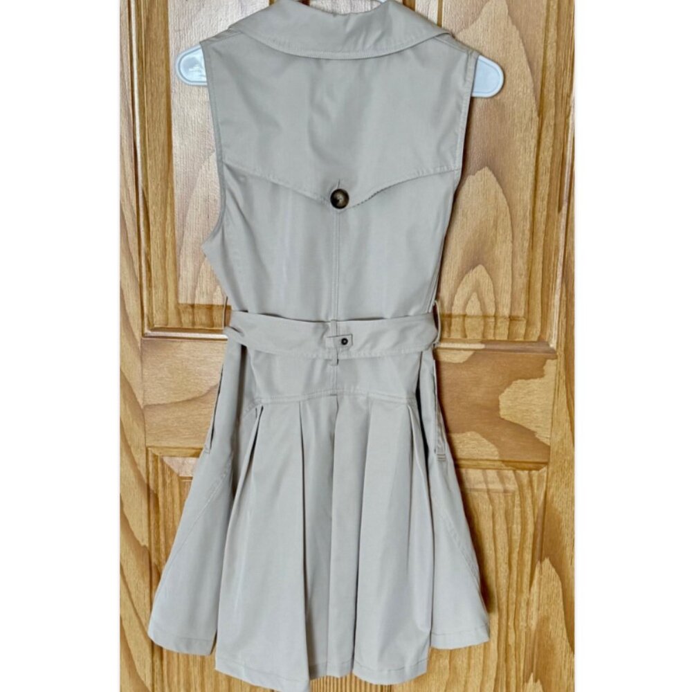 Cynthia Rowley Sleeveless Trench Coat Dress Beige Sz Med Vintage Minimalist EUC - Picture 2 of 8